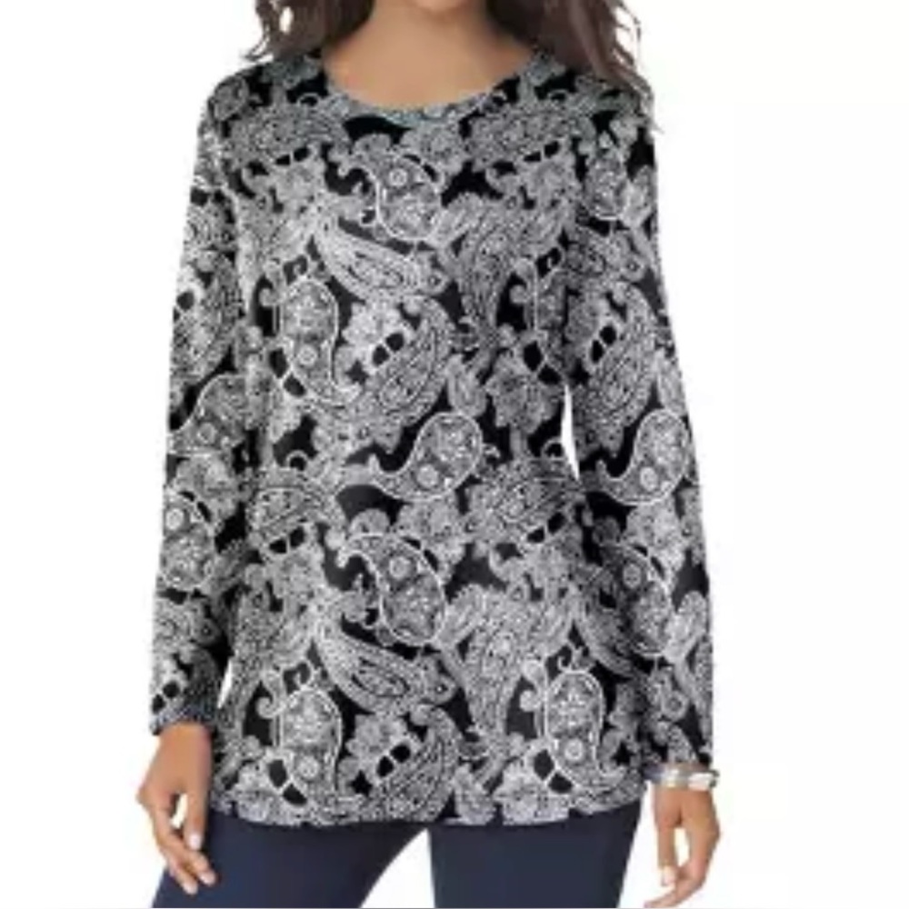 Roaman's Women's Size 18/20 L  Ultimate Long Sleeve Crewneck‎ Tee